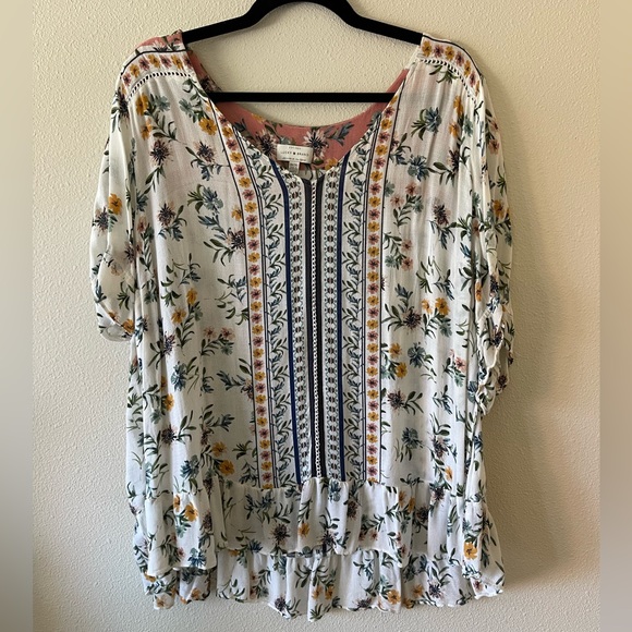 LUCKY BRAND FLORAL FLOWY SHIRT - Picture 1 of 7